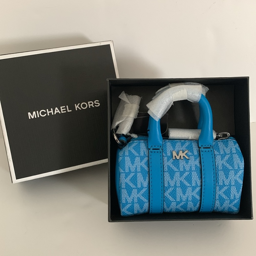 Michael Kors Gifting Sky Blue Micro Duffle Bag Key Fob
